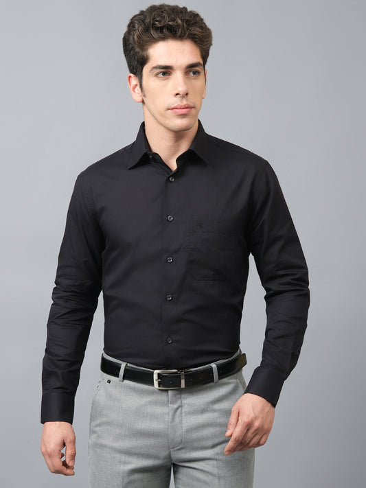 Formal Shirt for Men l Breathable & Soft with Color Fastness Regular Fit Spread Collar Neck Cotton Blend Fabric Solid Pattern