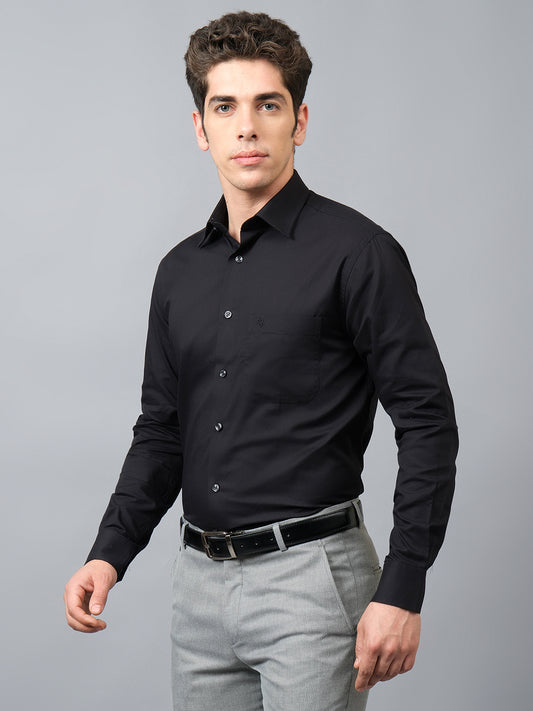 Formal Shirt for Men l Breathable & Soft with Color Fastness Regular Fit Spread Collar Neck Cotton Blend Fabric Solid Pattern
