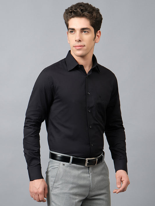 Formal Shirt for Men l Breathable & Soft with Color Fastness Regular Fit Spread Collar Neck Cotton Blend Fabric Solid Pattern