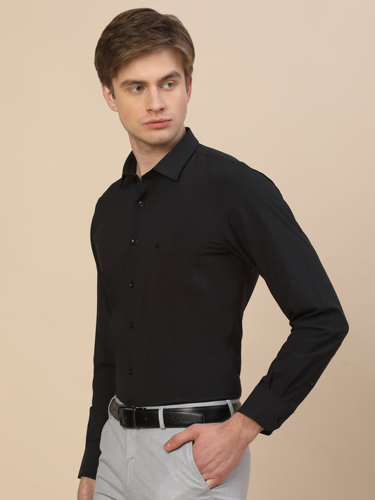 Formal Shirt for Men | Breathable & Soft with Color Fastness Regular Fit Spread Collar Neck Polyester Fabric Solid Pattern