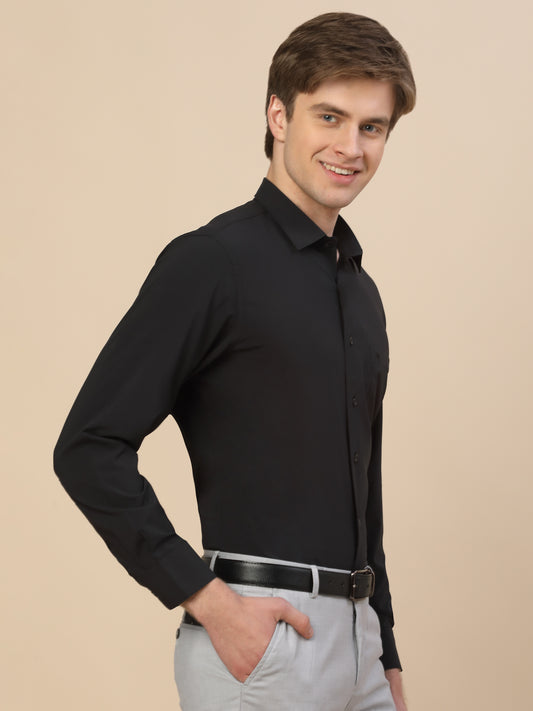 Formal Shirt for Men | Breathable & Soft with Color Fastness Regular Fit Spread Collar Neck Polyester Fabric Solid Pattern