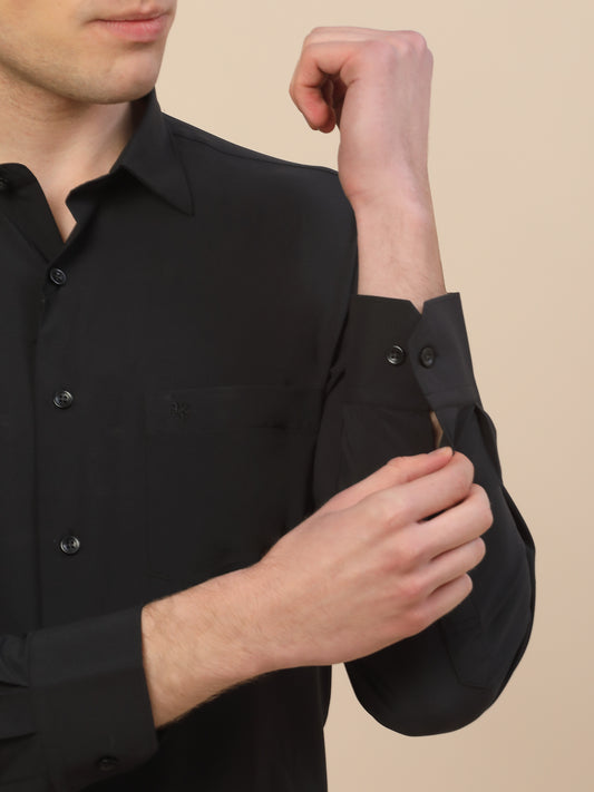 Formal Shirt for Men | Breathable & Soft with Color Fastness Regular Fit Spread Collar Neck Polyester Fabric Solid Pattern