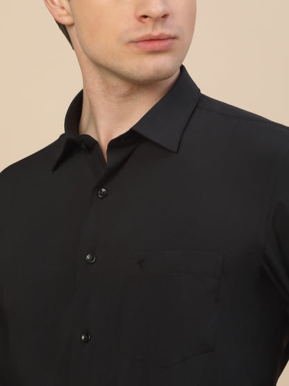Formal Shirt for Men | Breathable & Soft with Color Fastness Regular Fit Spread Collar Neck Polyester Fabric Solid Pattern