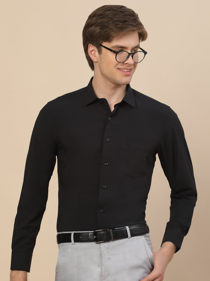 Formal Shirt for Men | Breathable & Soft with Color Fastness Regular Fit Spread Collar Neck Polyester Fabric Solid Pattern