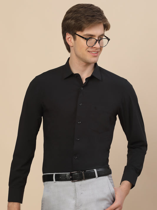 Formal Shirt for Men | Breathable & Soft with Color Fastness Regular Fit Spread Collar Neck Polyester Fabric Solid Pattern