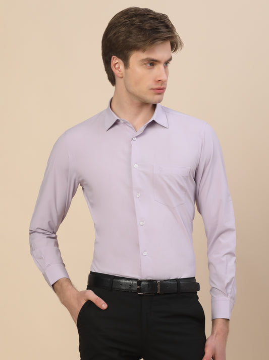 Formal Shirt for Men | Breathable & Soft with Color Fastness Regular Fit Spread Collar Neck Polyester Fabric Solid Pattern