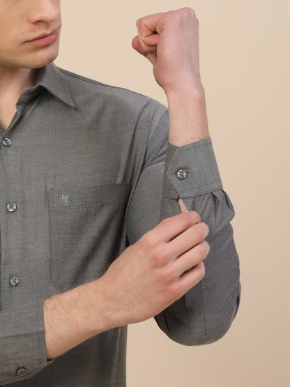 Formal Shirt for Men | Breathable & Soft with Color Fastness Regular Fit Spread Collar Neck Cotton Blend Fabric Self Design Pattern