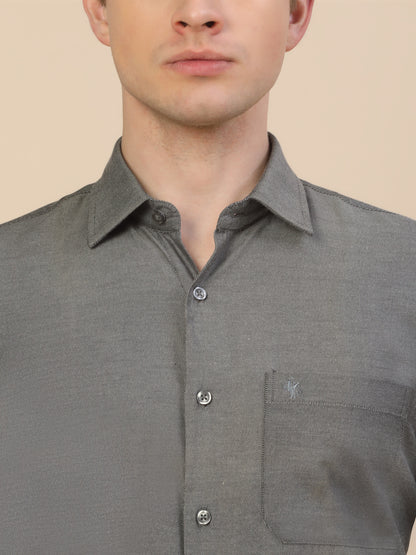 Formal Shirt for Men | Breathable & Soft with Color Fastness Regular Fit Spread Collar Neck Cotton Blend Fabric Self Design Pattern