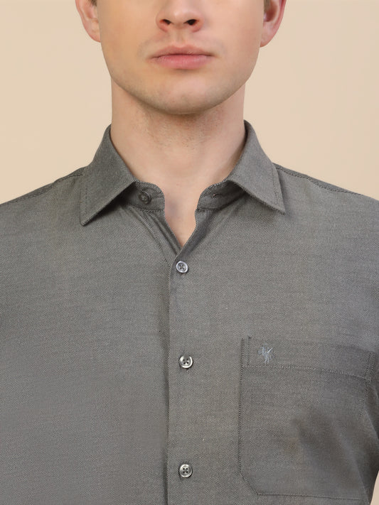 Formal Shirt for Men | Breathable & Soft with Color Fastness Regular Fit Spread Collar Neck Cotton Blend Fabric Self Design Pattern