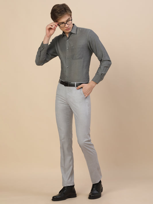 Formal Shirt for Men | Breathable & Soft with Color Fastness Regular Fit Spread Collar Neck Cotton Blend Fabric Self Design Pattern