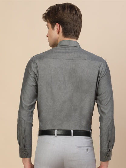 Formal Shirt for Men | Breathable & Soft with Color Fastness Regular Fit Spread Collar Neck Cotton Blend Fabric Self Design Pattern