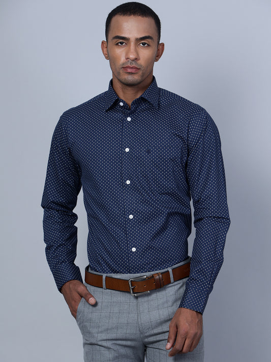 Cantabil Men Navy Blue Formal Shirt (7135817007243)