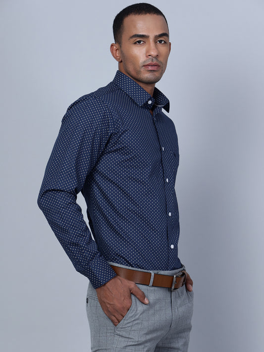 Cantabil Men Navy Blue Formal Shirt (7135817007243)