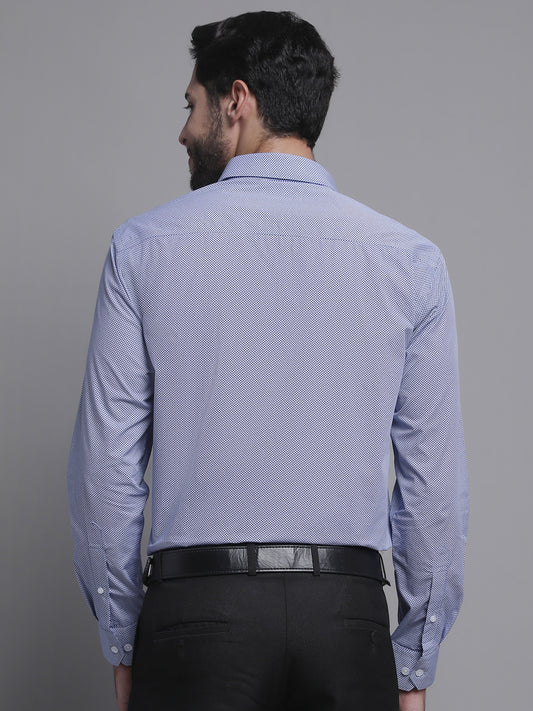 Cantabil Men Cotton Blend Self Design Sky Blue Full Sleeve Formal Shirt for Men with Pocket (7157591310475)