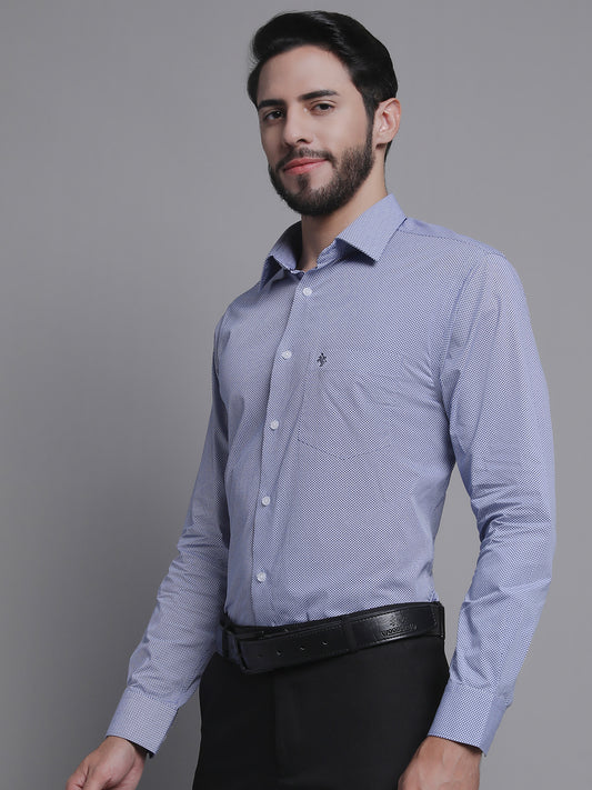 Cantabil Men Cotton Blend Self Design Sky Blue Full Sleeve Formal Shirt for Men with Pocket (7157591310475)