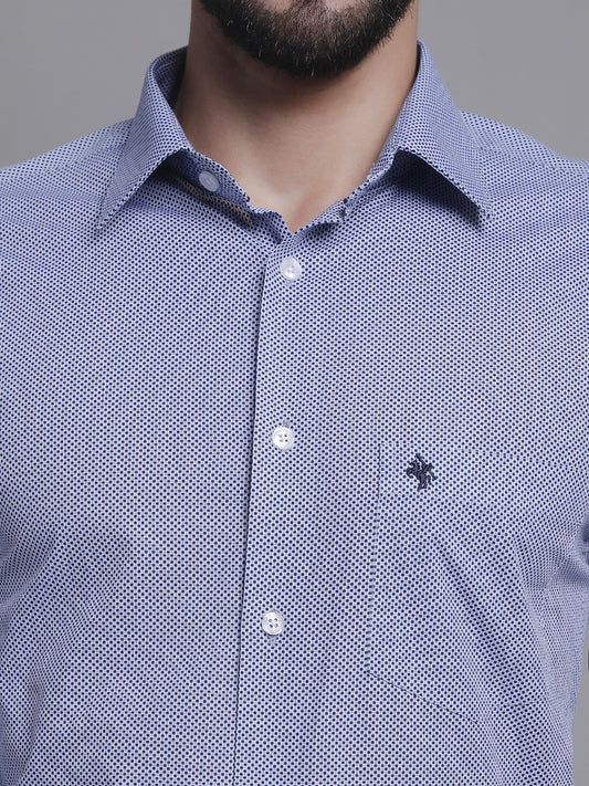 Formal Shirt for Men l Breathable & Soft with Color Fastness Regular Fit Spread Collar Neck 100% Cotton Fabric Self Design Pattern