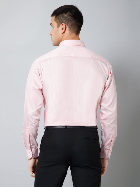 Men's Light Pink Formal Thin Stripe Full Sleeve Shirt