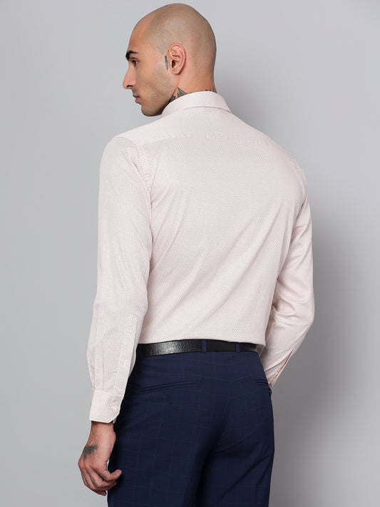 Cantabil Men Brown Micro Printed Full Sleeves Formal Shirt (7153409294475)