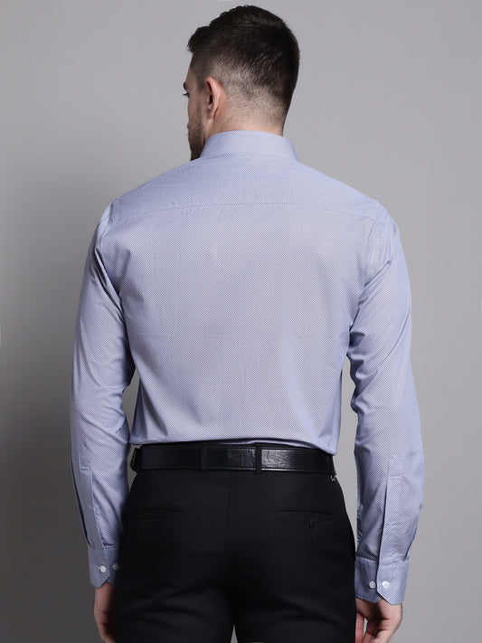 Cantabil Men Cotton Printed Navy Blue Full Sleeves Formal Shirt for Men with Pocket (7159827497099)