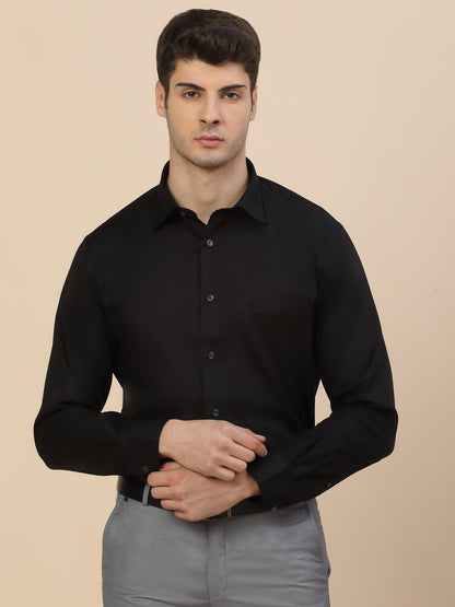 Formal Shirt for Men | Breathable & Soft with Color Fastness Regular Fit Spread Collar Neck Cotton Blend Fabric Solid Pattern