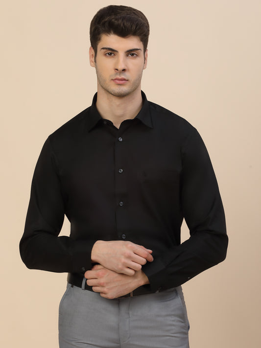 Formal Shirt for Men | Breathable & Soft with Color Fastness Regular Fit Spread Collar Neck Cotton Blend Fabric Solid Pattern