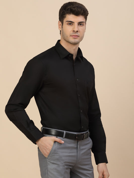 Formal Shirt for Men | Breathable & Soft with Color Fastness Regular Fit Spread Collar Neck Cotton Blend Fabric Solid Pattern