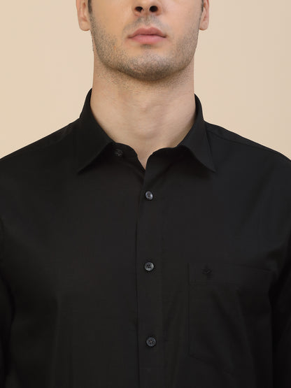 Formal Shirt for Men | Breathable & Soft with Color Fastness Regular Fit Spread Collar Neck Cotton Blend Fabric Solid Pattern