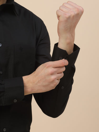 Formal Shirt for Men | Breathable & Soft with Color Fastness Regular Fit Spread Collar Neck Cotton Blend Fabric Solid Pattern