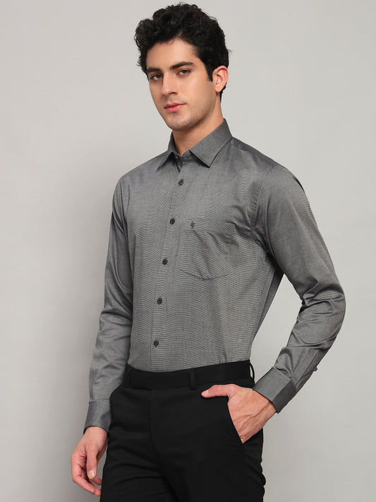 Formal Shirt for Men l Breathable & Soft with Color Fastness Regular Fit Spread Collar Neck Cotton Blend Fabric Solid Pattern