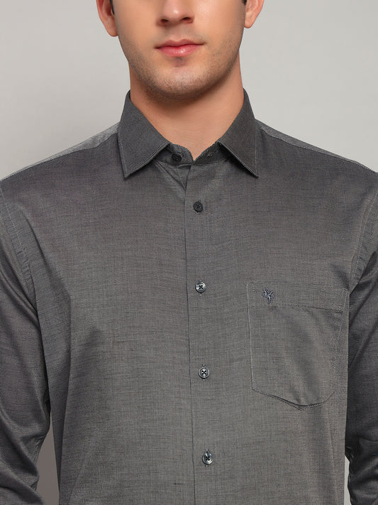 Formal Shirt for Men l Breathable & Soft with Color Fastness Regular Fit Spread Collar Neck Cotton Blend Fabric Solid Pattern