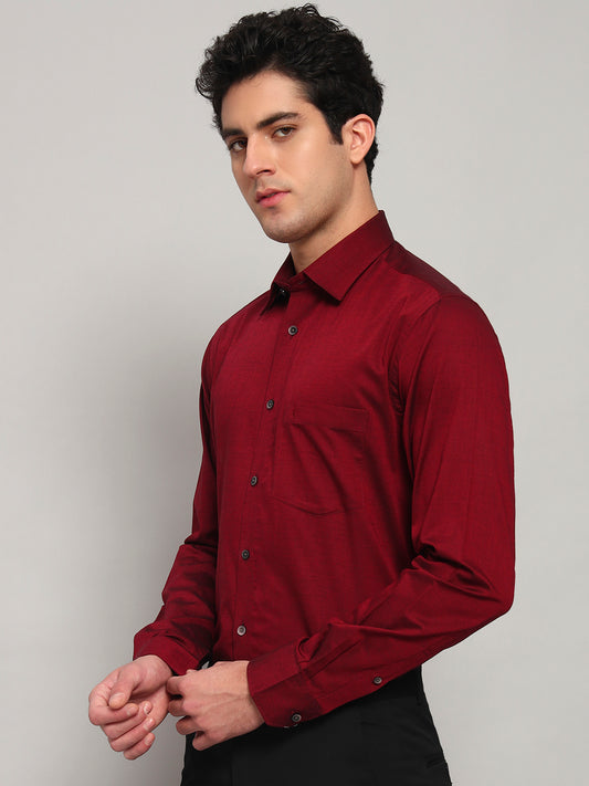 Formal Shirt for Men l Breathable & Soft with Color Fastness Regular Fit Spread Collar Neck Cotton Blend Fabric Solid Pattern