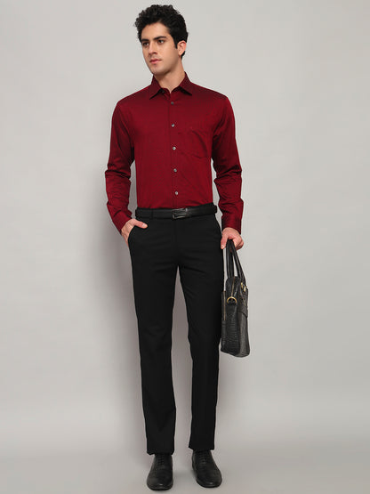 Formal Shirt for Men l Breathable & Soft with Color Fastness Regular Fit Spread Collar Neck Cotton Blend Fabric Solid Pattern