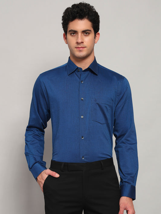Formal Shirt for Men l Breathable & Soft with Color Fastness Regular Fit Spread Collar Neck Cotton Blend Fabric Solid Pattern