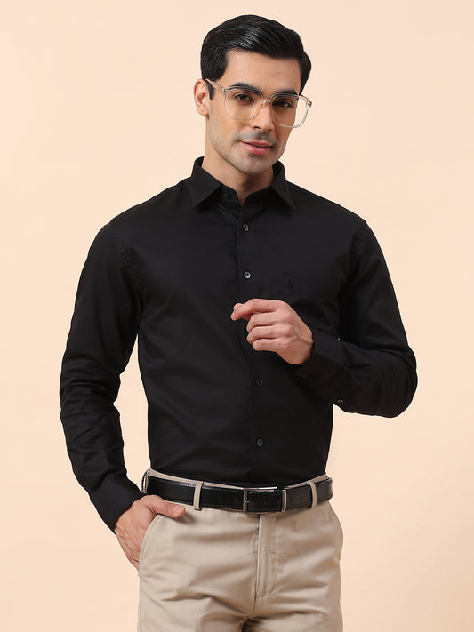 Formal Shirt for Men | Breathable & Soft with Color Fastness Regular Fit Spread Collar Cotton Fabric Solid Pattern