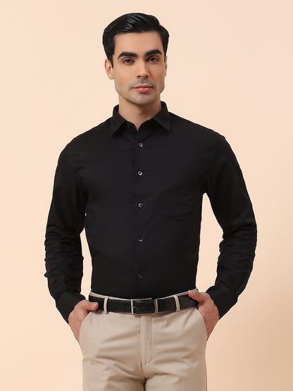 Formal Shirt for Men | Breathable & Soft with Color Fastness Regular Fit Spread Collar Cotton Fabric Solid Pattern