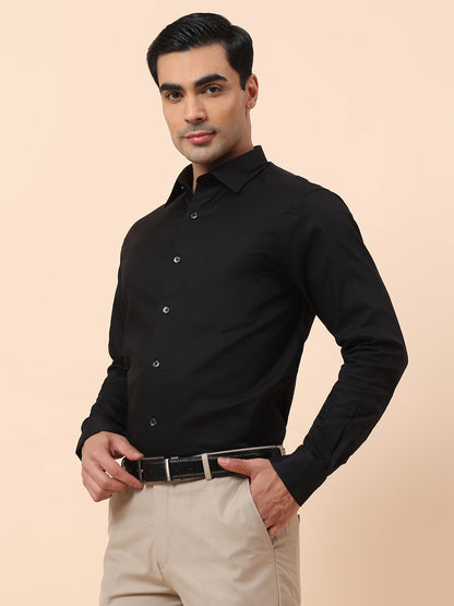 Formal Shirt for Men | Breathable & Soft with Color Fastness Regular Fit Spread Collar Cotton Fabric Solid Pattern