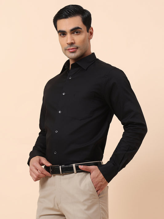 Formal Shirt for Men | Breathable & Soft with Color Fastness Regular Fit Spread Collar Cotton Fabric Solid Pattern