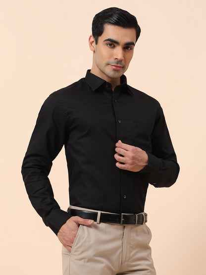 Formal Shirt for Men | Breathable & Soft with Color Fastness Regular Fit Spread Collar Cotton Fabric Solid Pattern