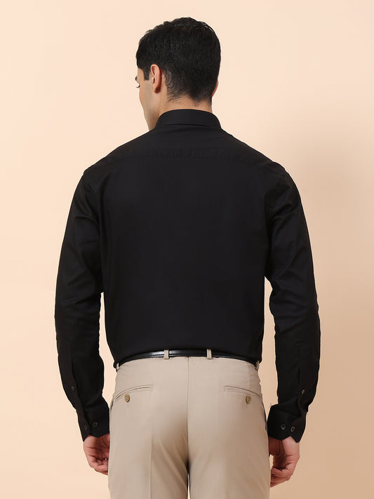 Formal Shirt for Men | Breathable & Soft with Color Fastness Regular Fit Spread Collar Cotton Fabric Solid Pattern