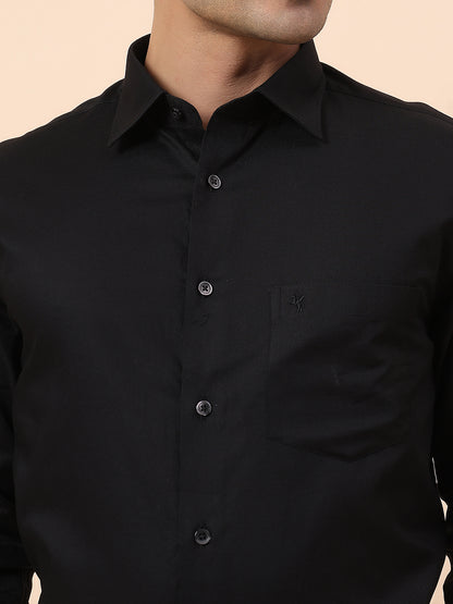 Formal Shirt for Men | Breathable & Soft with Color Fastness Regular Fit Spread Collar Cotton Fabric Solid Pattern