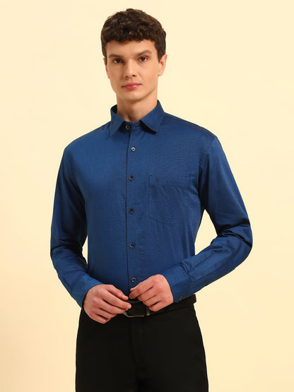 Formal Shirt for Men | Breathable & Soft with Color Fastness Regular Fit Spread Collar Neck Cotton Blend Fabric Solid Pattern