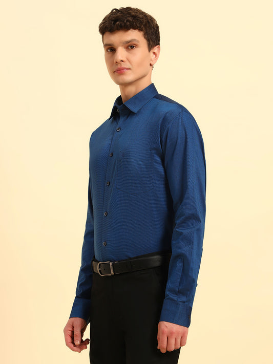 Formal Shirt for Men | Breathable & Soft with Color Fastness Regular Fit Spread Collar Neck Cotton Blend Fabric Solid Pattern