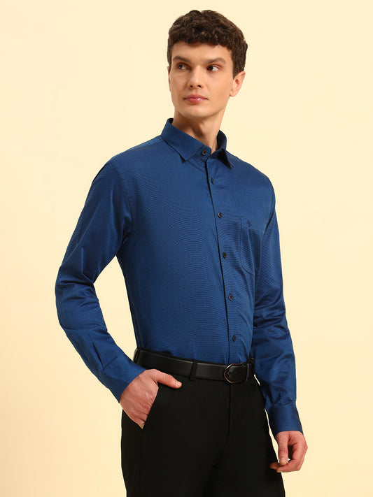Formal Shirt for Men | Breathable & Soft with Color Fastness Regular Fit Spread Collar Neck Cotton Blend Fabric Solid Pattern