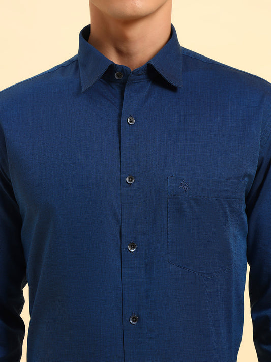 Formal Shirt for Men | Breathable & Soft with Color Fastness Regular Fit Spread Collar Neck Cotton Blend Fabric Solid Pattern