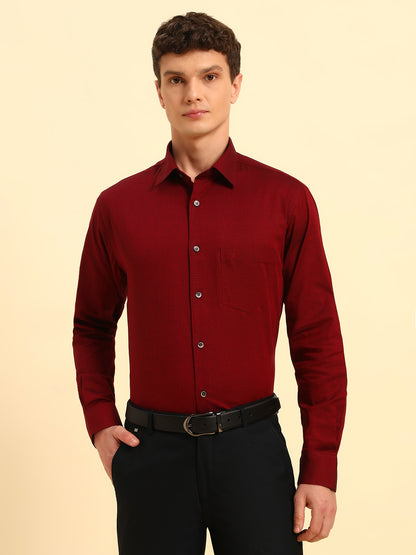 Formal Shirt for Men | Breathable & Soft with Color Fastness Regular Fit Spread Collar Neck Cotton Blend Fabric Solid Pattern