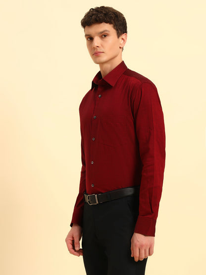 Formal Shirt for Men | Breathable & Soft with Color Fastness Regular Fit Spread Collar Neck Cotton Blend Fabric Solid Pattern