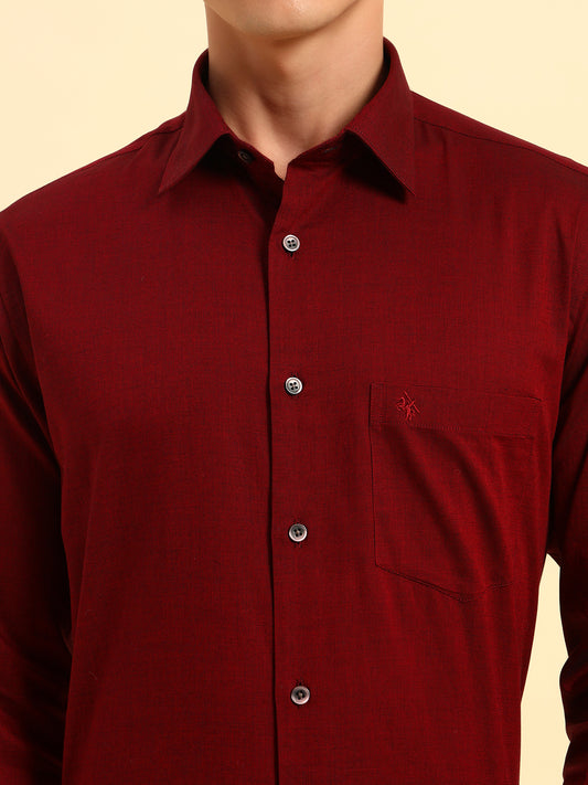 Formal Shirt for Men | Breathable & Soft with Color Fastness Regular Fit Spread Collar Neck Cotton Blend Fabric Solid Pattern