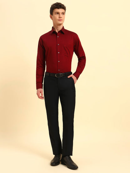 Formal Shirt for Men | Breathable & Soft with Color Fastness Regular Fit Spread Collar Neck Cotton Blend Fabric Solid Pattern