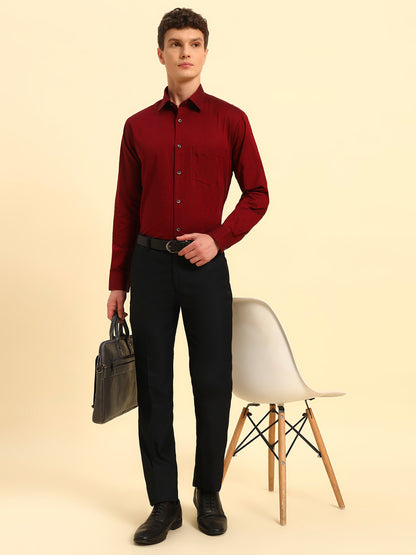 Formal Shirt for Men | Breathable & Soft with Color Fastness Regular Fit Spread Collar Neck Cotton Blend Fabric Solid Pattern