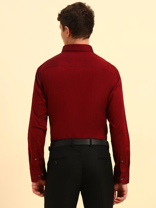 Formal Shirt for Men | Breathable & Soft with Color Fastness Regular Fit Spread Collar Neck Cotton Blend Fabric Solid Pattern